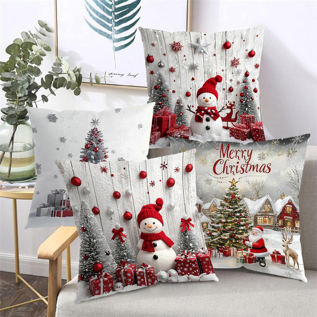 Christmas Themed Decorative Throw Pillow Covers Polyester pillowcase, sofa decorative cushion cov