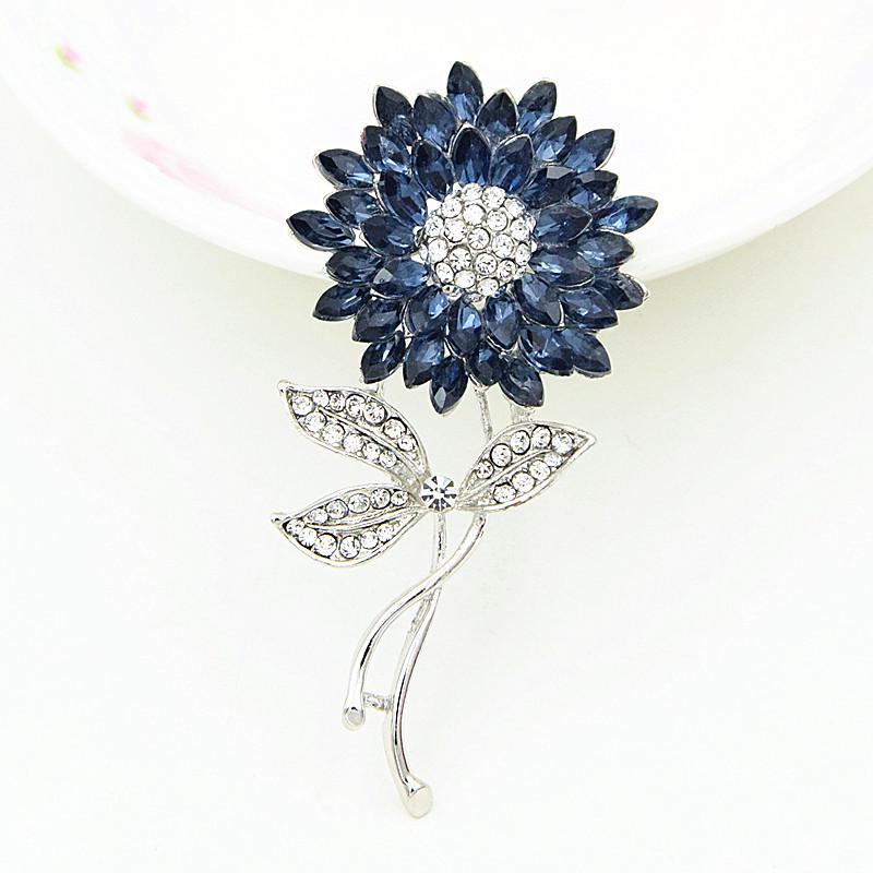 Korean Style High-End Sunflower Rhinestone Brooch Corsage - Fashionable and Hot Selling