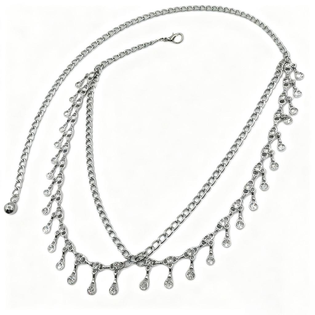 Silver Water Diamond Waist Chain For Women With Metal Chain Fashion Jewelry