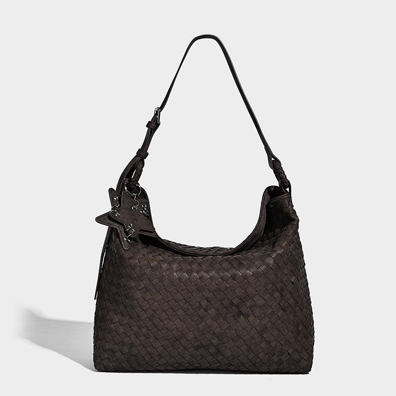 2025 Fall/Winter New Handmade Woven Women's Bag, Single Shoulder Underarm Crossbody Bag, Suede Casual Large Tote Handbag