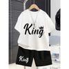 2026 summer new children's set short sleeve shorts letter printed round  light breathable