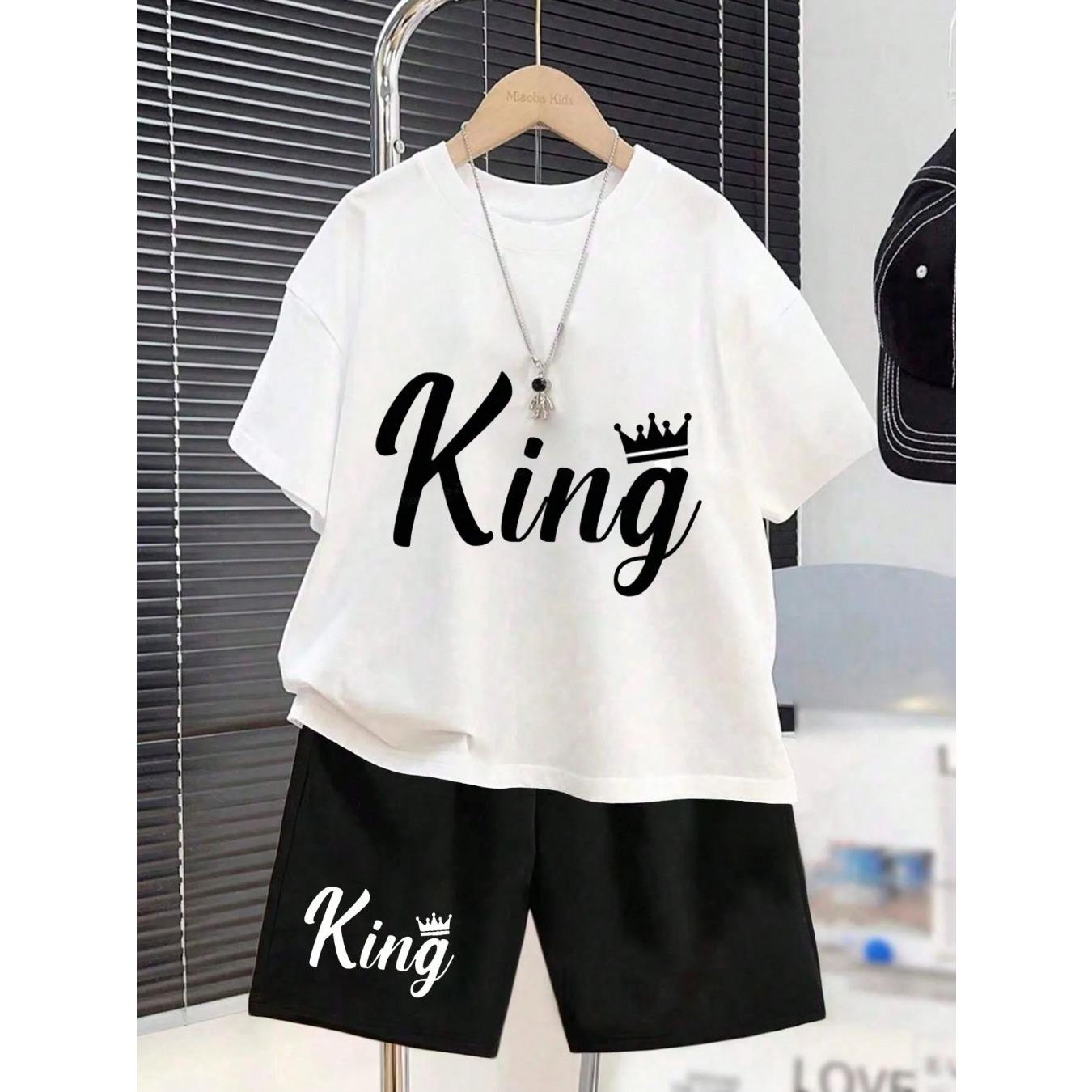 

2025 summer new children s set short sleeve shorts letter printed round neck T-shirt light breathable comfortable 13-14Y