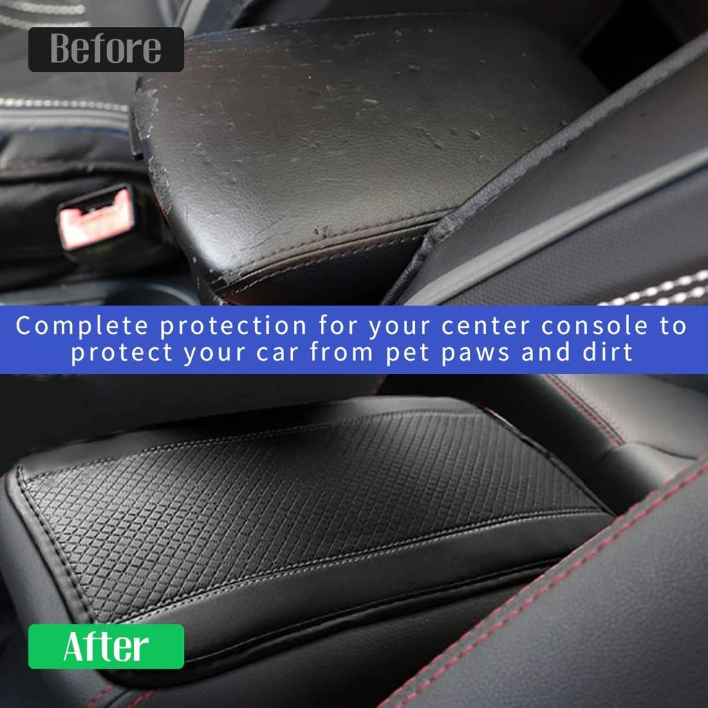 Ziciner Car Center Console Armrest Pad, 12.6X 7.2 Inch PU Leather Waterproof Auto Armrest Seat Box Cover Protector, Universal Car Interior