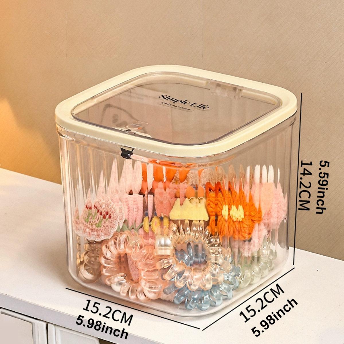 

1 шт. Коробка для хранения аксессуаров для волос, настольная шкатулка для украшений с крышкой, коробка-органайзер для резинок, ободков, заколок для волос для девочек