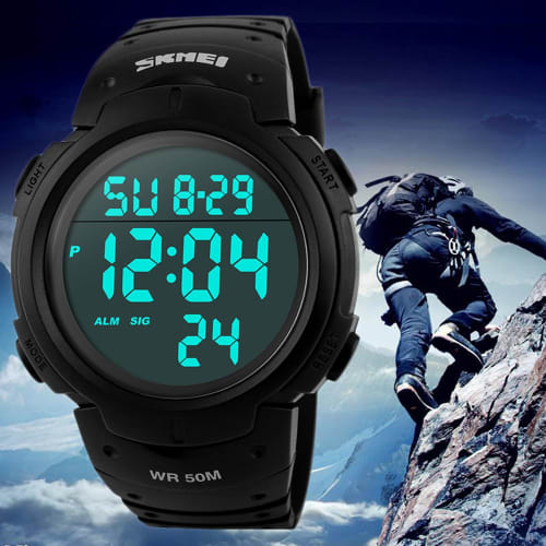 SKMEI Men's Digital Watch, Waterproof, LED Backlight, Large Numerals, Multi-Function, Sports Watch