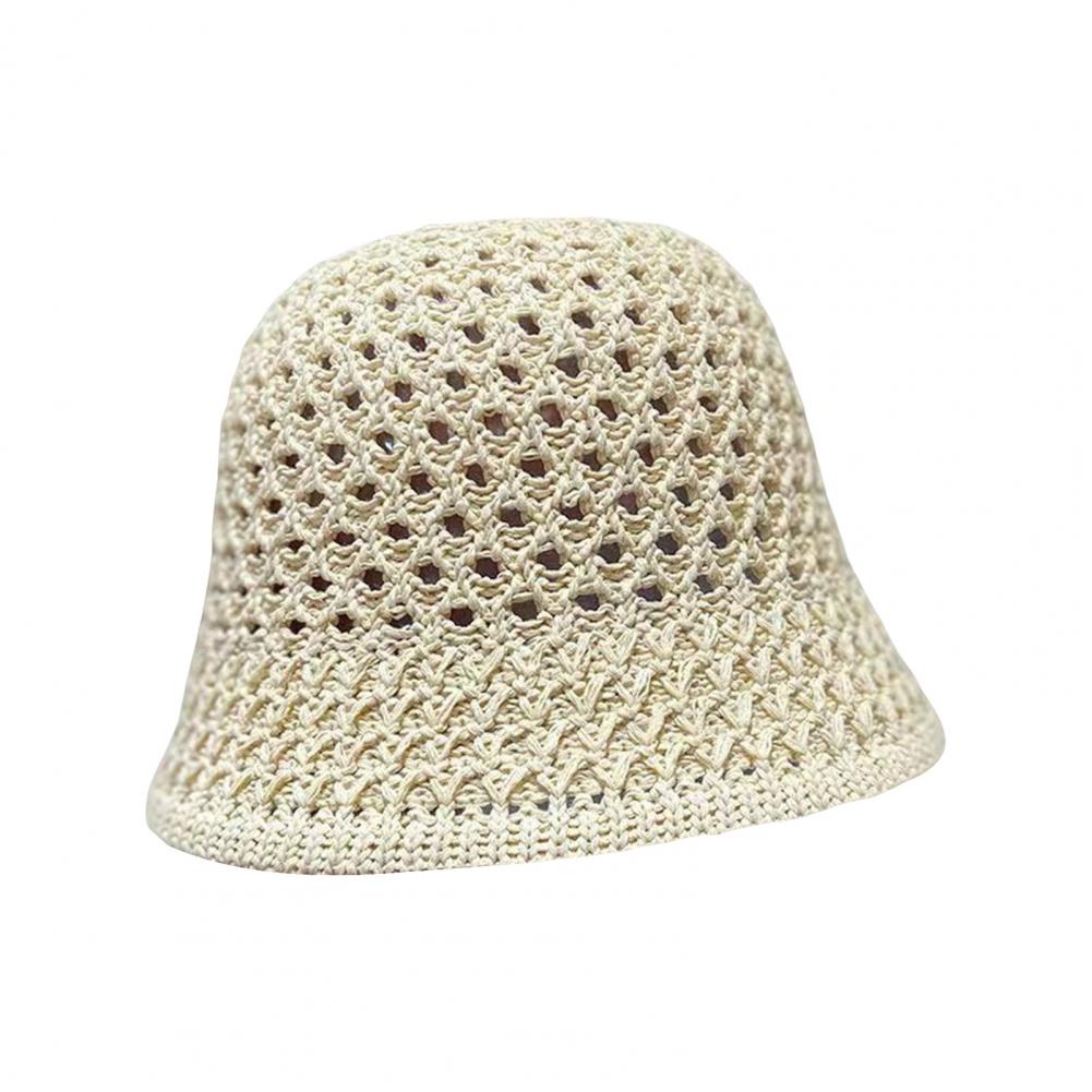 Women Basin Hat Hollow Breathable Sun Fisherman Hat Solid Color Dome Short Brim Anti UV Bucket Hat