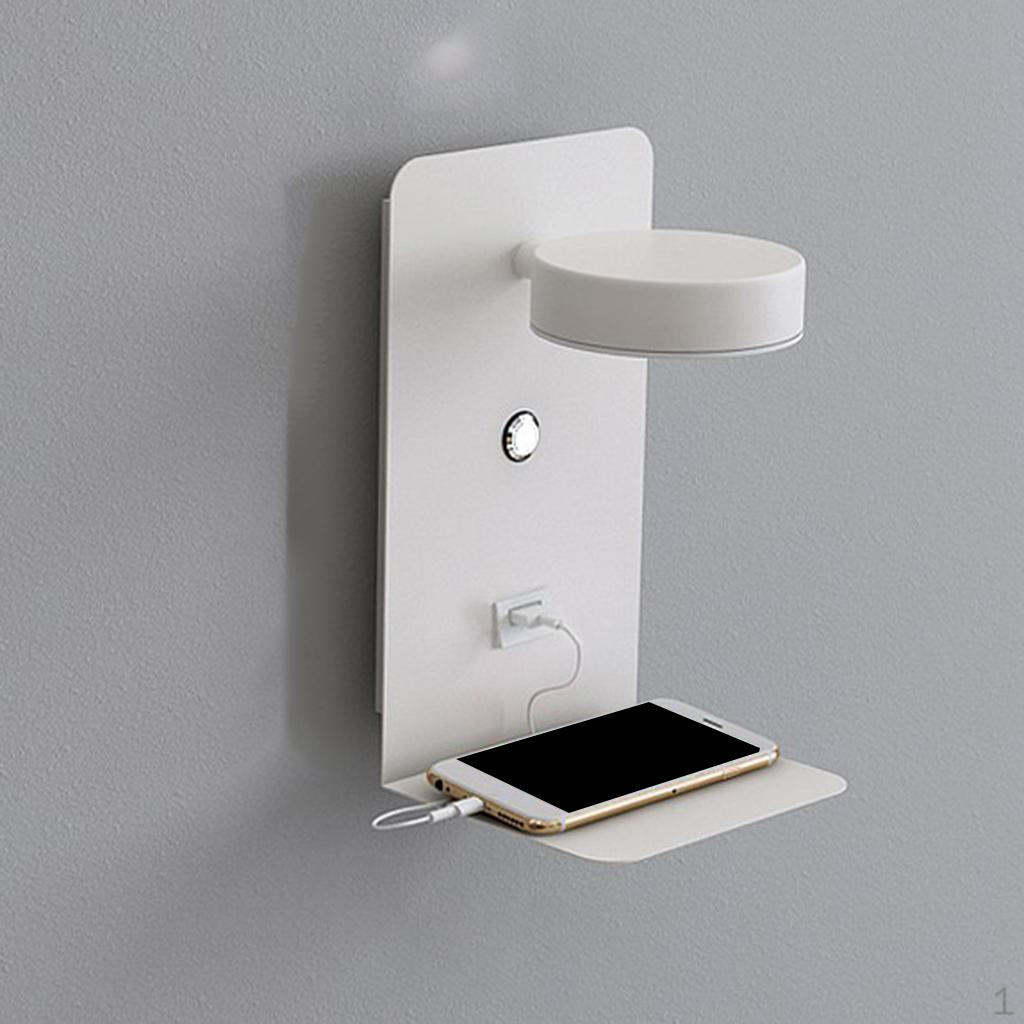 Bedside Wall Lamps for Bedroom with USB Port and Tray, Modern Reading Lights Hotel, Living