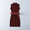 Pure Desire Black Sleeveless Belted Slim Fit Dress - Sexy, Flattering, Hip-Hugging Skirt for Hot Girls