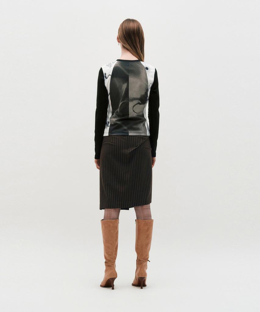 Kimjisu Dozi - Pinched Stripe Skirt _ Brown