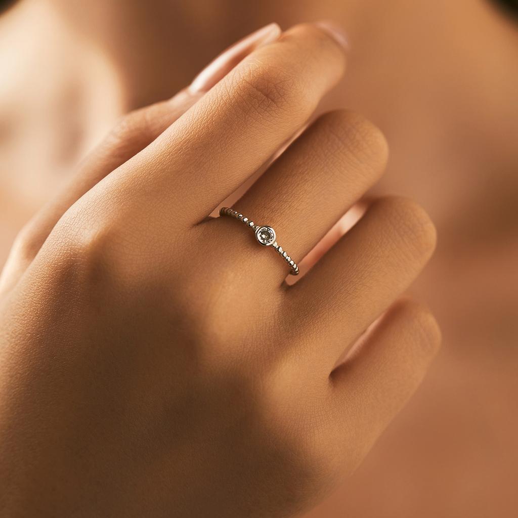 Bezel Setting Moissanite Ring 925 Sterling Silver Beads Trendy Stackable Finger Rings For Women Lab Diamond Jewelry