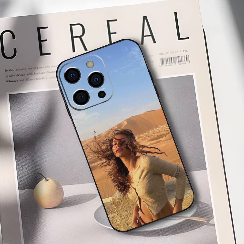 

Z-Zendaya Phone Case For iPhone 17,16,15,14,13,12,11 Plus,Pro Max,XS,Soft Silicone Black Cover iPhone16promax