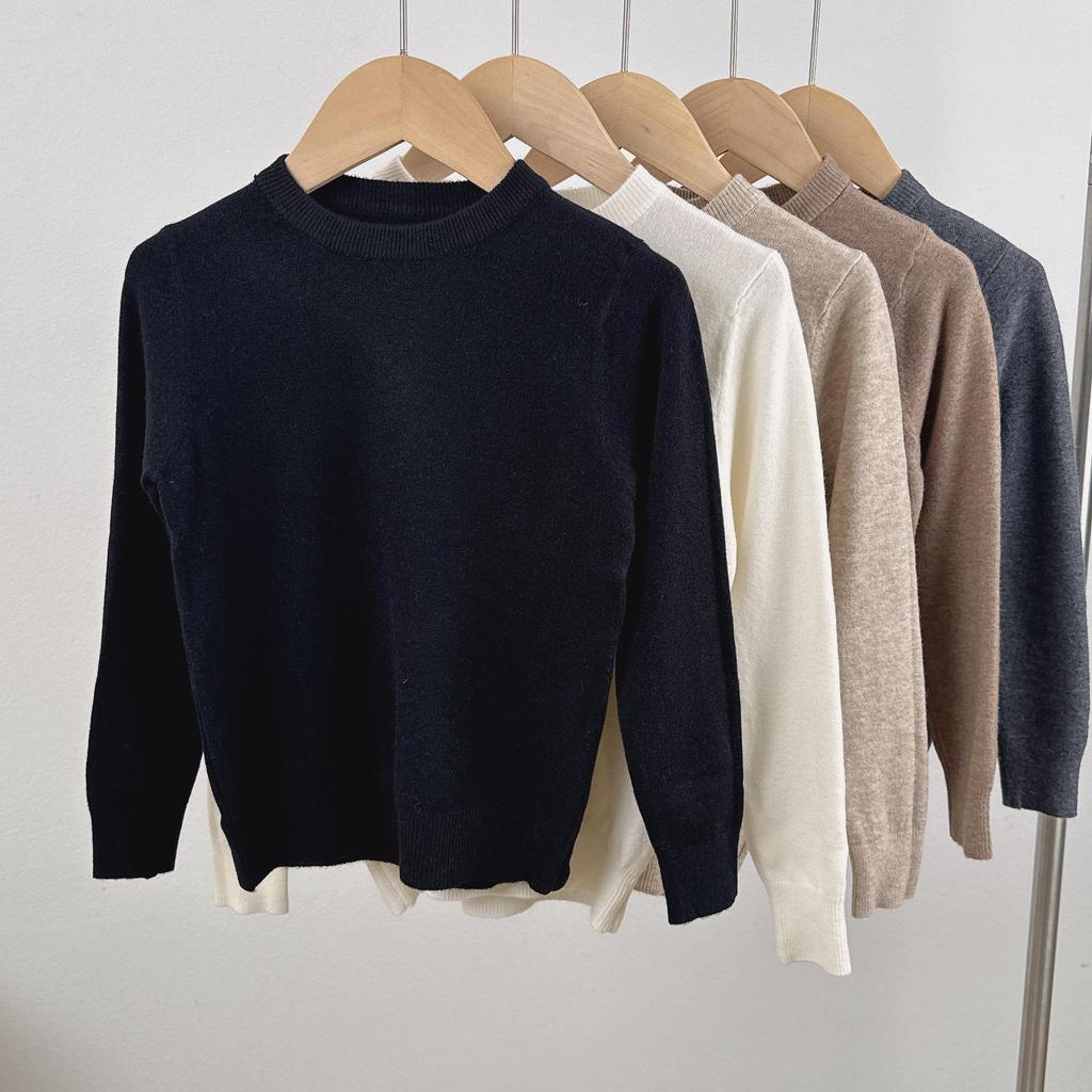 Autumn & Winter Children's Round Neck Fluffy Knit Sweater Base Layer