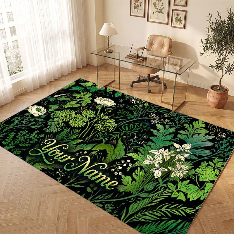 Mountain Landscape Theme Crystal Velvet Floor Rug Personalized Custom Name Text Warm Carpet Home Decoration