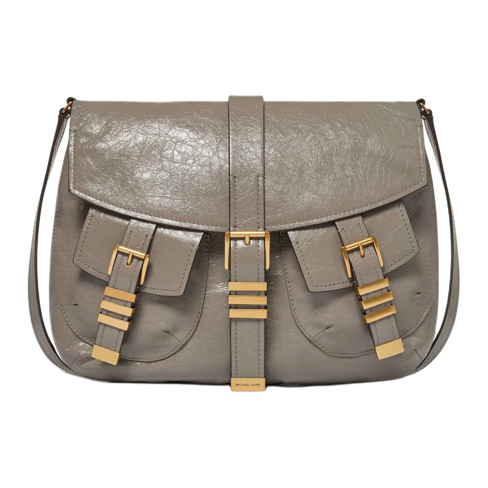 

Michael Kors Darrington Metal Buckle Decorated Leather Shoulder Bag Large Women Bags Gray-Brown 30F4ADRL3L-115 Basic Set (Bag+Dust Bag)
