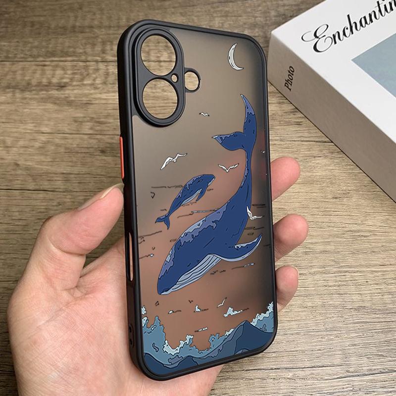 Whale Shark Printing Case For iPhone 17 Air 16e 16 15 14 Pro Max 13 12 17 Pro 11 Shockproof Soft Edge Hard PC Matte Phone Cover