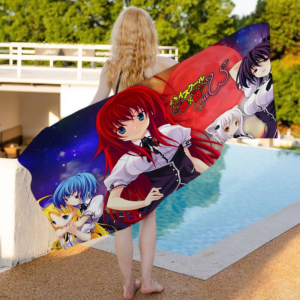 H-High S-School DxD Anime Microfiber Blanket Quick Drying Beach Towels Oversized Printing Super Absorbent Pool Towel Blanket