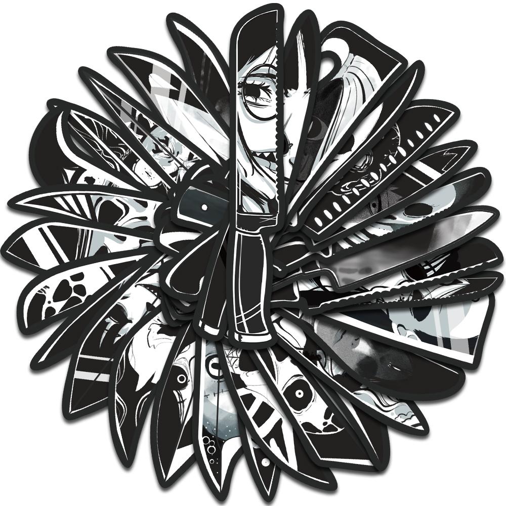 

30PCS Terrifying knives Bookmark Student Waterproof Graffiti Phone Nostalgia Skateboard Gifts Cards Luggage Art Picture Bookmark
