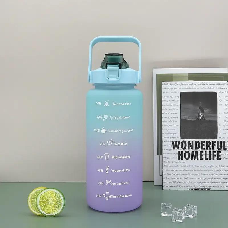

1pc 2L Time Marker Water Bottle Set, Leakproof for Marathon & Office, Large Capacity Motivational Tracker, Easy-Clean Wide Mouth 2.0L зелёный