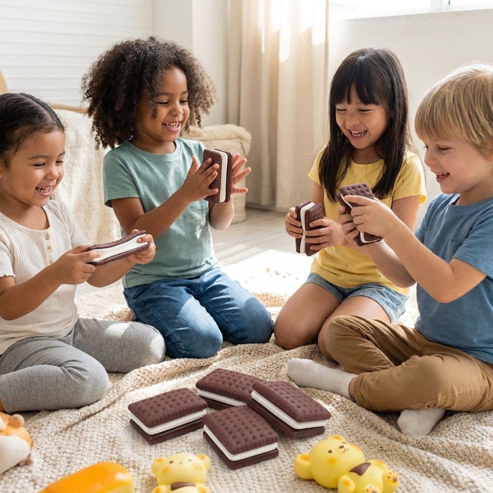 Soft Texture Simulation Cookie Squeeze Toy Slow Rebound Biscuit Soda Cracker Fidget Toy  Hand Relax