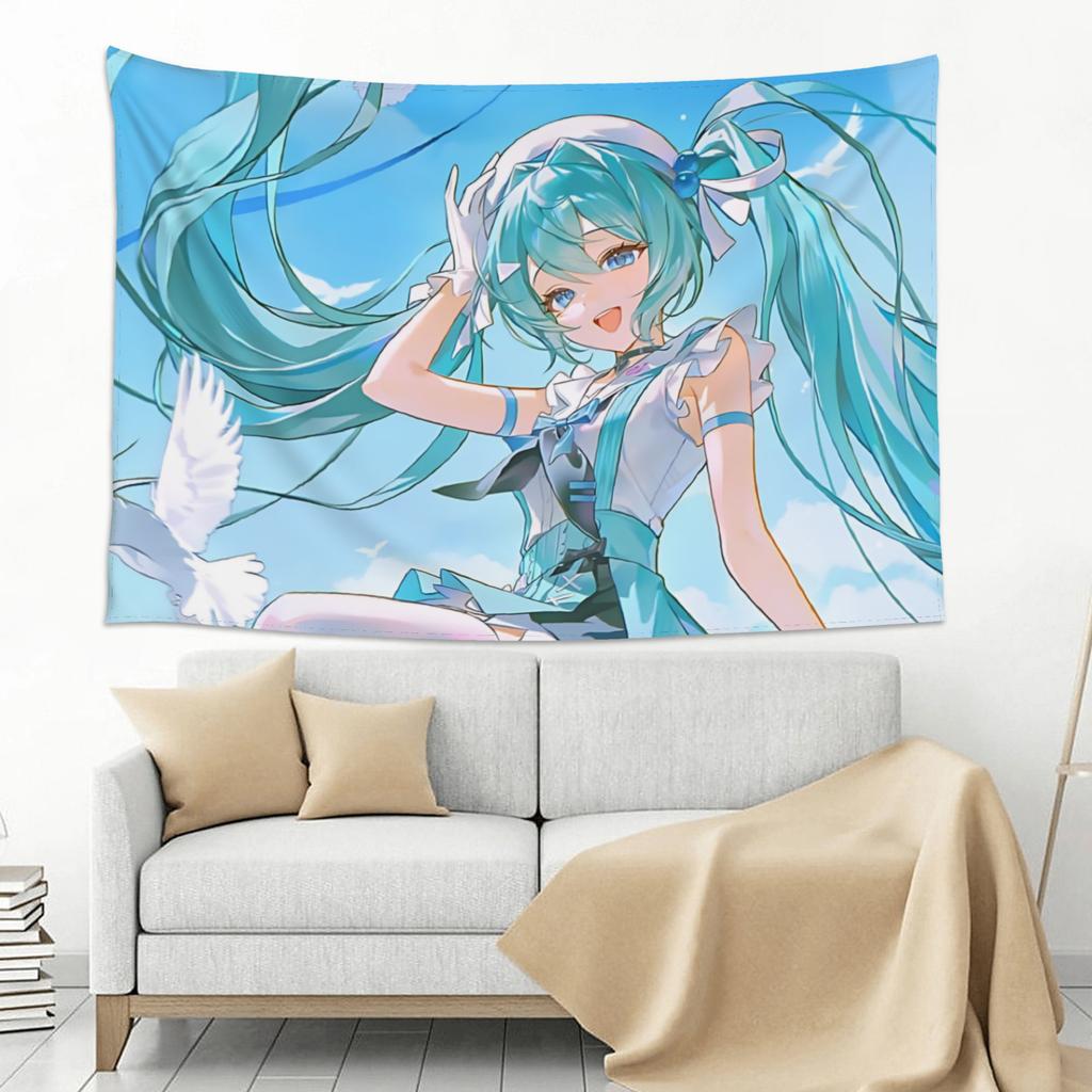 Cutecore Hatsune Miku Tapestry Bedroom Decoration Wall Hanging Blanket Tapestry Cool Stuff For Room
