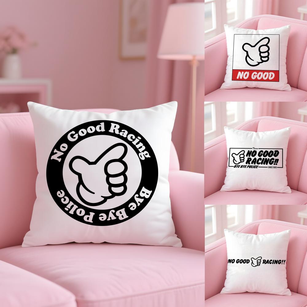 No Good Racing Cushion Cover Plush Fabric Soft Double-Sided Printed Invisible Zipper Sofa Pillow Case Home Decor