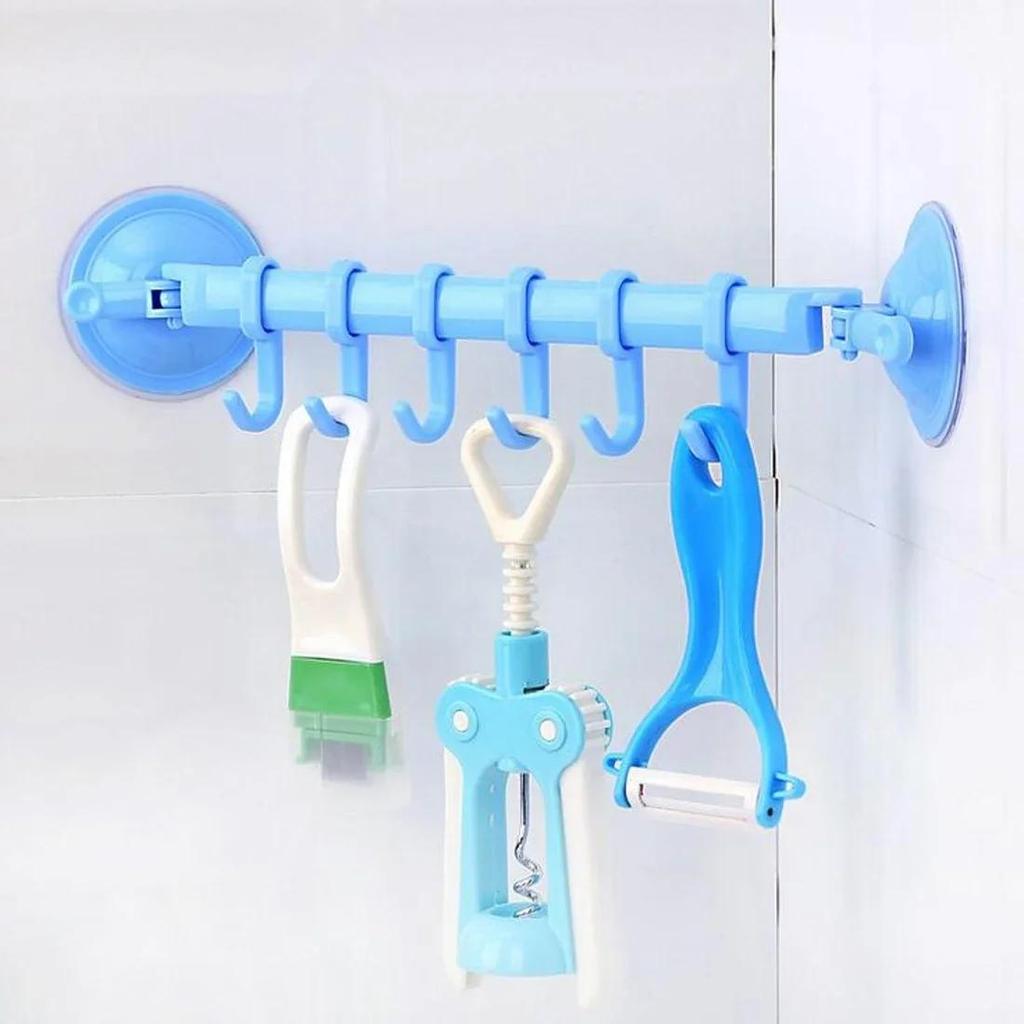 Practical Adjustable Wall Hanging Stand Hook Kitchen Bathroom Suction Cup Hanger Vacuum Suction Rack(Random Color)