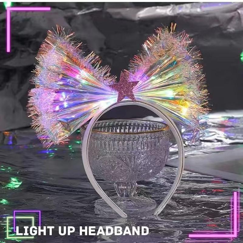Light Up Headband Glow Crown Hair Band Rave Wedding Party Headdress Cosplay Costume Hair Accessories Luminous Head Hoop