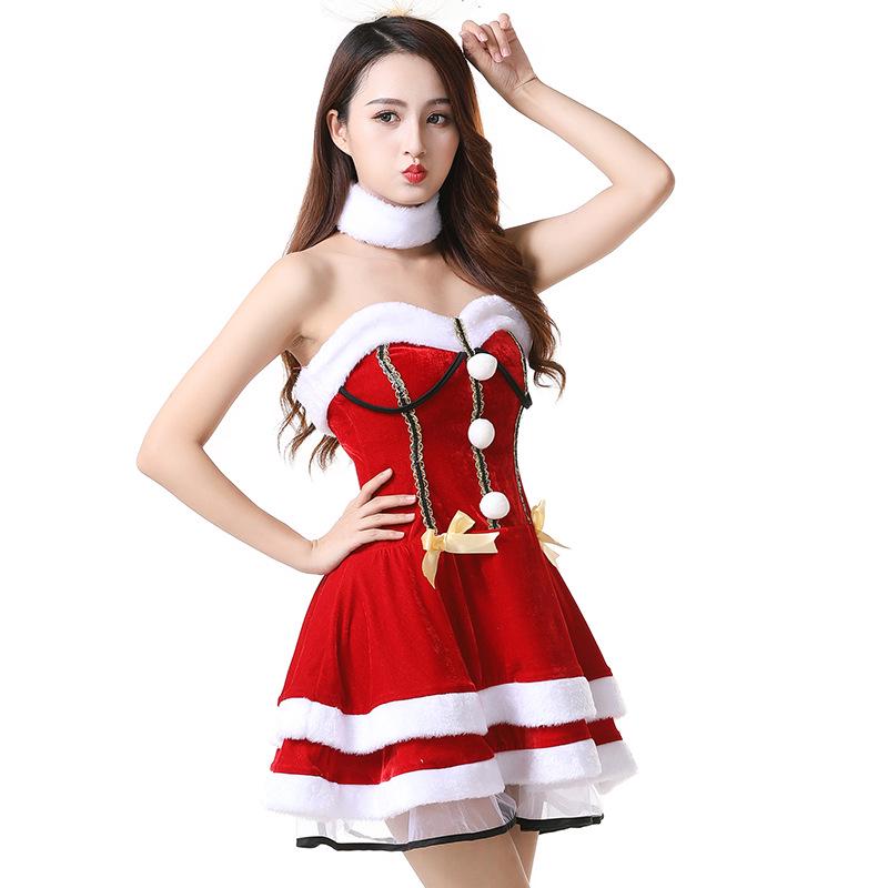 Pinxian Women's Christmas Elderly Santa Cloak Long Robe Cosplay Costume SD-174