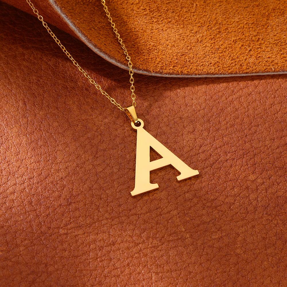 Elegant Initial Letter Stainless Steel Necklace Women Gold Color Alphabet Pendant Necklaces Vintage Waterproof Zircon Gifts
