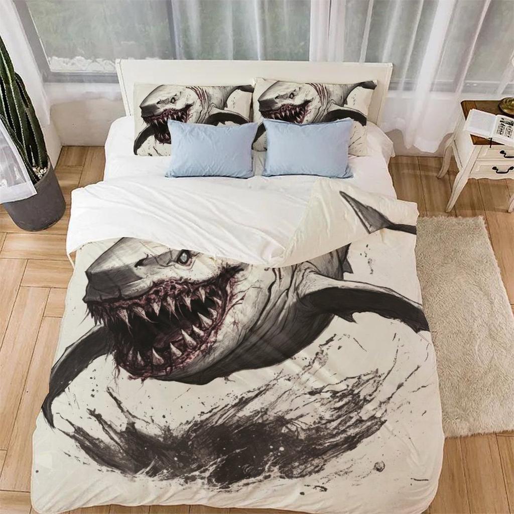 Comforter Shark Painting S High End Bedding With Pillows Home Decorqueen Size Suitable Children Kids And Adults