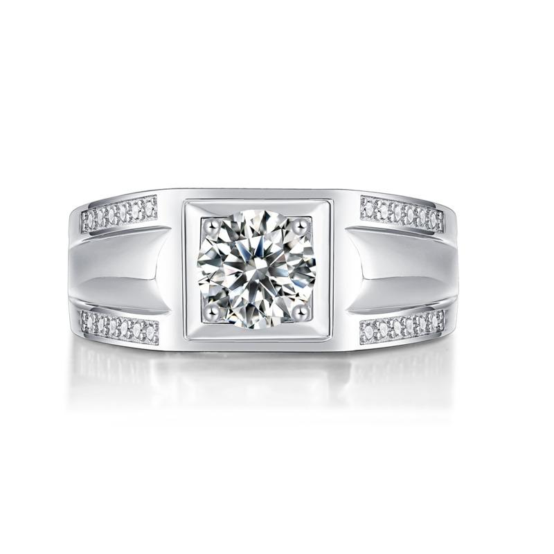 Bague Ringen S925 Silver Inlaid 1ct Moissanite Personality Handsome Men's Fashion Adjustable Ring