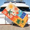 Geometric Tropical Beach Towel – Oversized Quick Dry Sand Free with Palm Tree & Sun Print for Summer