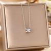 Women's Silver Titanium Steel Necklace with Micro-Inlaid Zircon - Elegant, Durable Clavicle Chain Jewelry