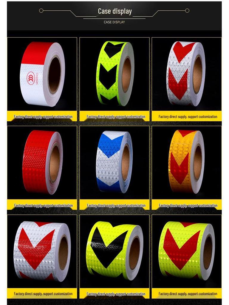 Red & White Reflective Arrow Tape for Traffic and Safety