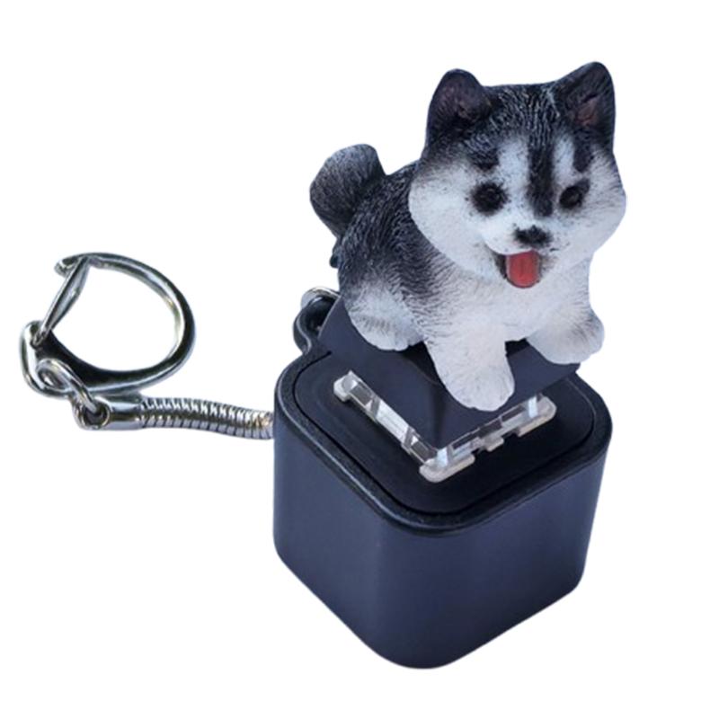 Keyboard Fidget Keychain, Cat Fidget Toy Can Make Cat Sounds Keychain, Rechargeable Stress Reliever With Lights Dog