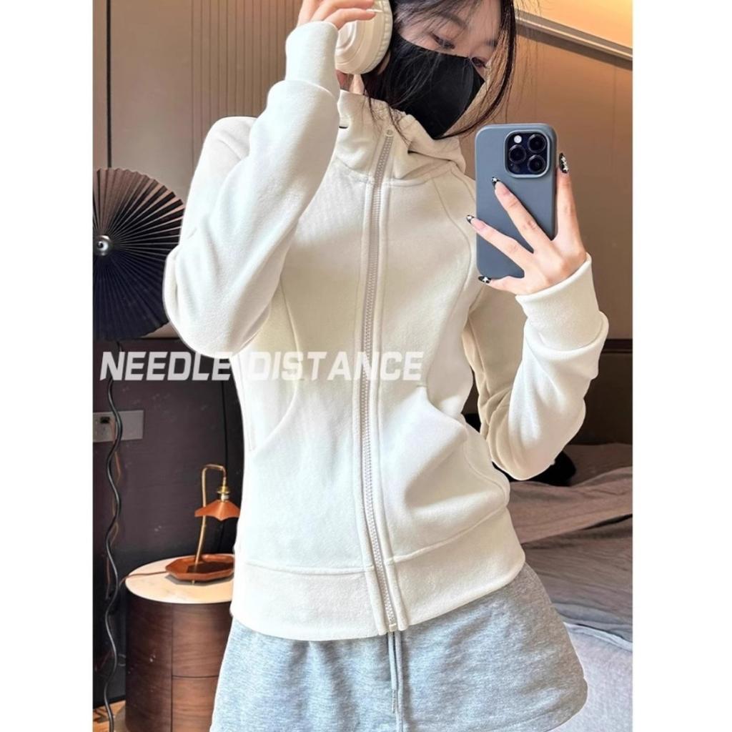 Double-sided velvet thickened hooded sweater women's spring slim-fit babes long-sleeved jacket top trendy