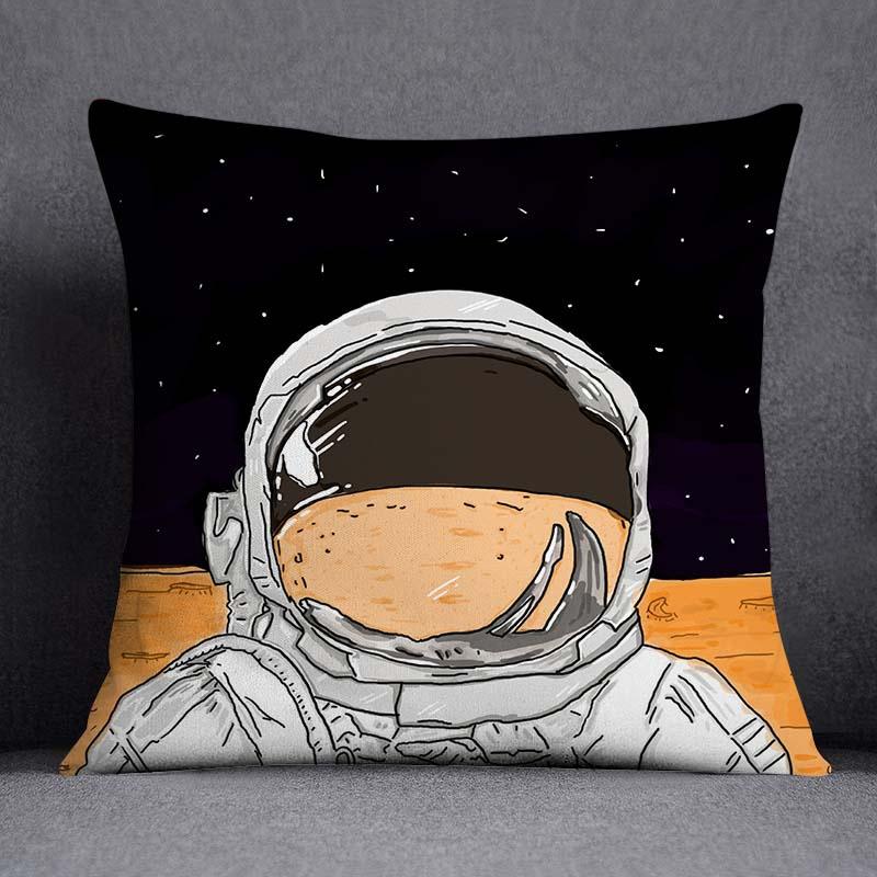 Astronaut Collection Pattern Decorative Pillowcase, Square Pillowcase, Home Office Decor