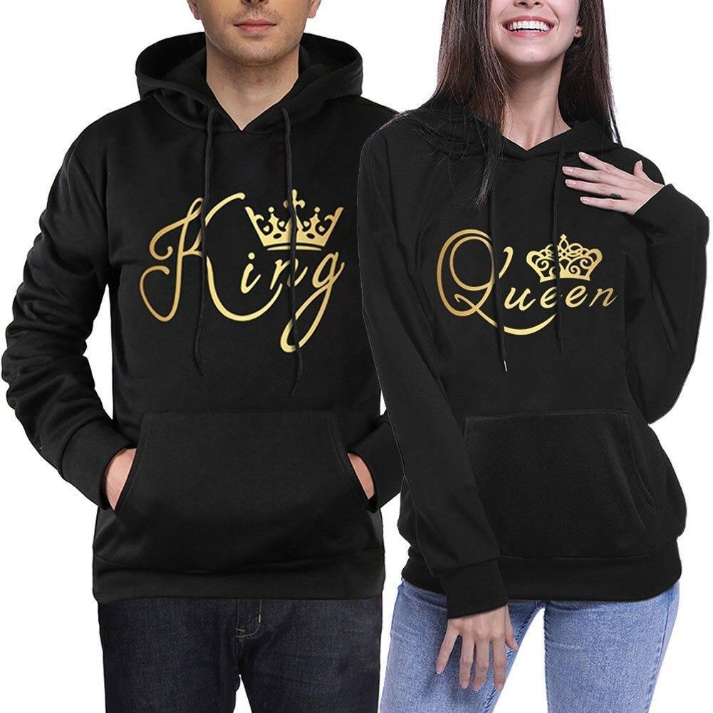 KING QUEEN Couple Valentine's Day hooded jumper hooded sweater hoodie