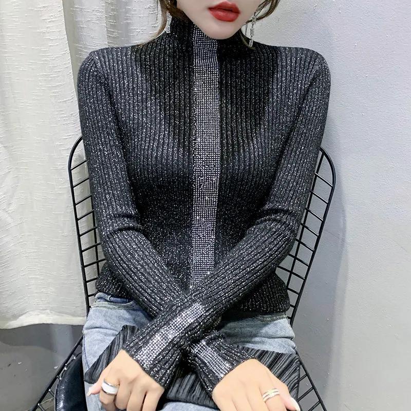 Women's Fall and Winter Knitted Half-high Neck Bottoming Shirt Slim Pullover Sweater