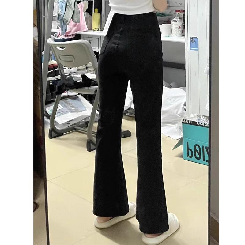 

Women s Plus Size High Waist Elastic Black Flare Jeans - Autumn/Winter Slim Fit XL