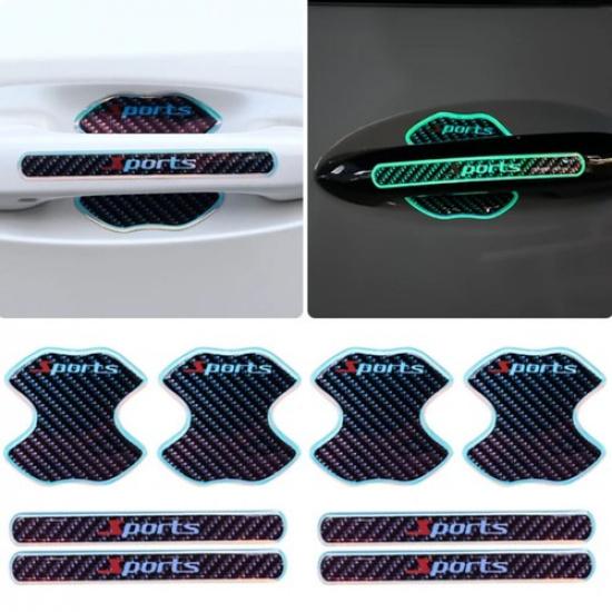 8pcs Luminous Car Door Handle Bowl Sticker Protector Anti Scratch Cover Sticker