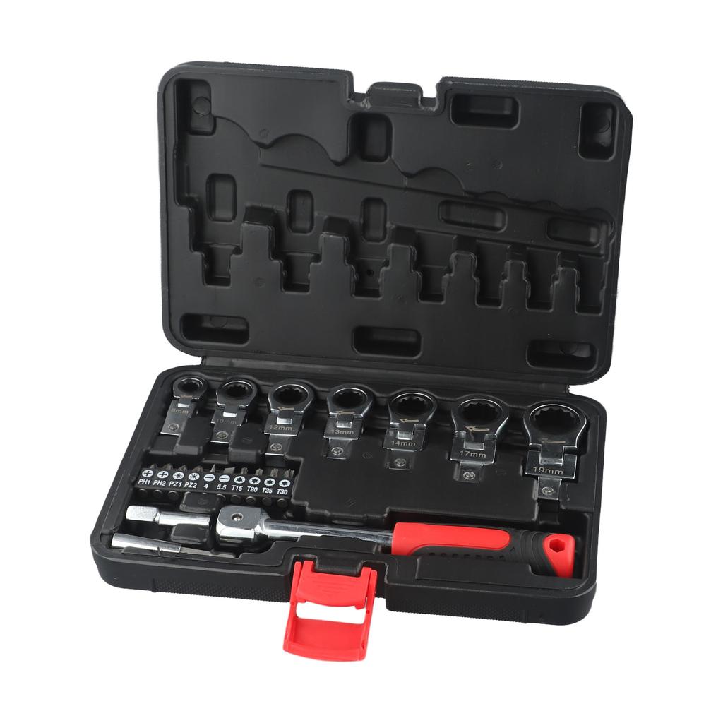 Ratchet Wrench Set 20pcs with 72 Tooth Gear and 180 Degree Rotation Featuring Changeable Heads for Repair Work