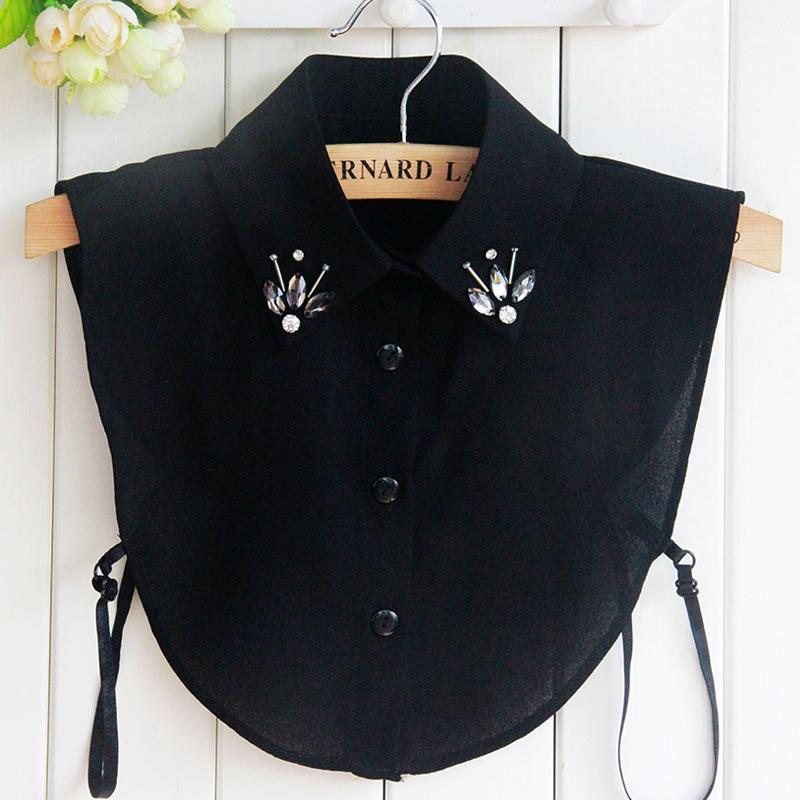 

Женская рубашка с накладным воротником и стразами, универсальный шифоновый воротник с острыми краями, женский воротник с накладным воротником