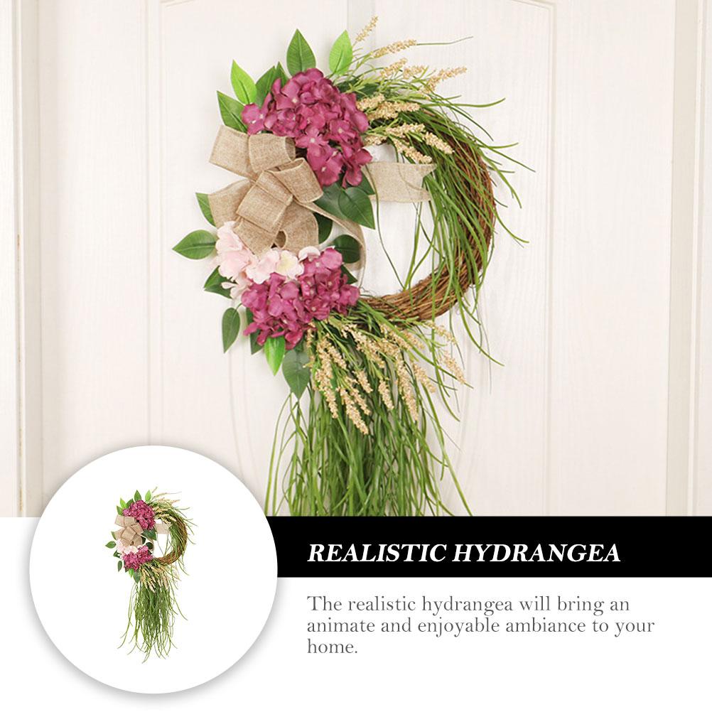 Artificial Hydrangea Wreath Home Decor Indoor Welcome Flower Vine Garland HangingFront Door Wedding Party