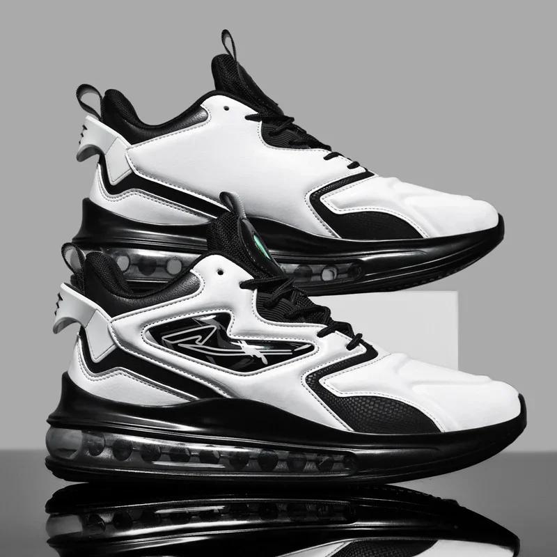 

Мужские демисезонные кроссовки среднего профиля больших размеров в стиле колор-блок для бега на открытом воздухе и модных видов спорта на открытом воздухе, баскетбольные кроссовки для бега 39 белый