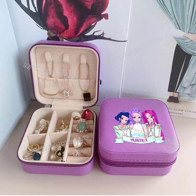 Wysokiej Jakości KPop Łowcy Demonów Pudełko na Biżuterię Organizer na Kolczyki, Naszyjniki, Pierścionki dla Kobiet Mini Organizer na Biżuterię Podróżny Pudełka Ekspozycyjne
