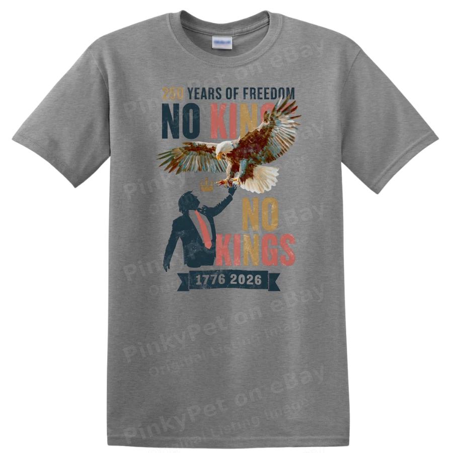 No Kings T Shirt 250 Years Of Freedom 1776 Broken Crown Liberty Patriot USA Tee