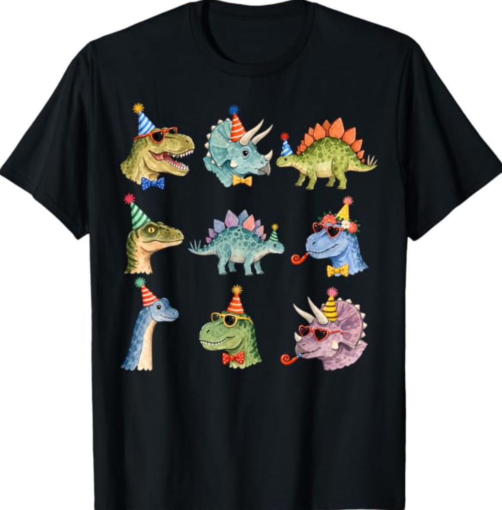 Birthday Animals Cute Party Dinosaur Bday Boys Girls Kids T-Shirt