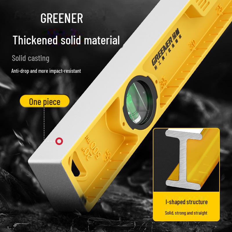 Green Forest High Precision Multifunctional Cast Aluminum Level Ruler for Household Decoration Measurements