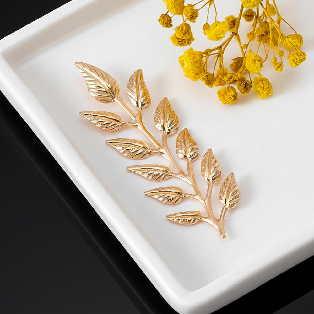 Vintage Men's Suit Brooches Parts Leaf-shaped Shirt Collar Breastpin Decoration Supplies Party Hair Jewelry Making Accessories